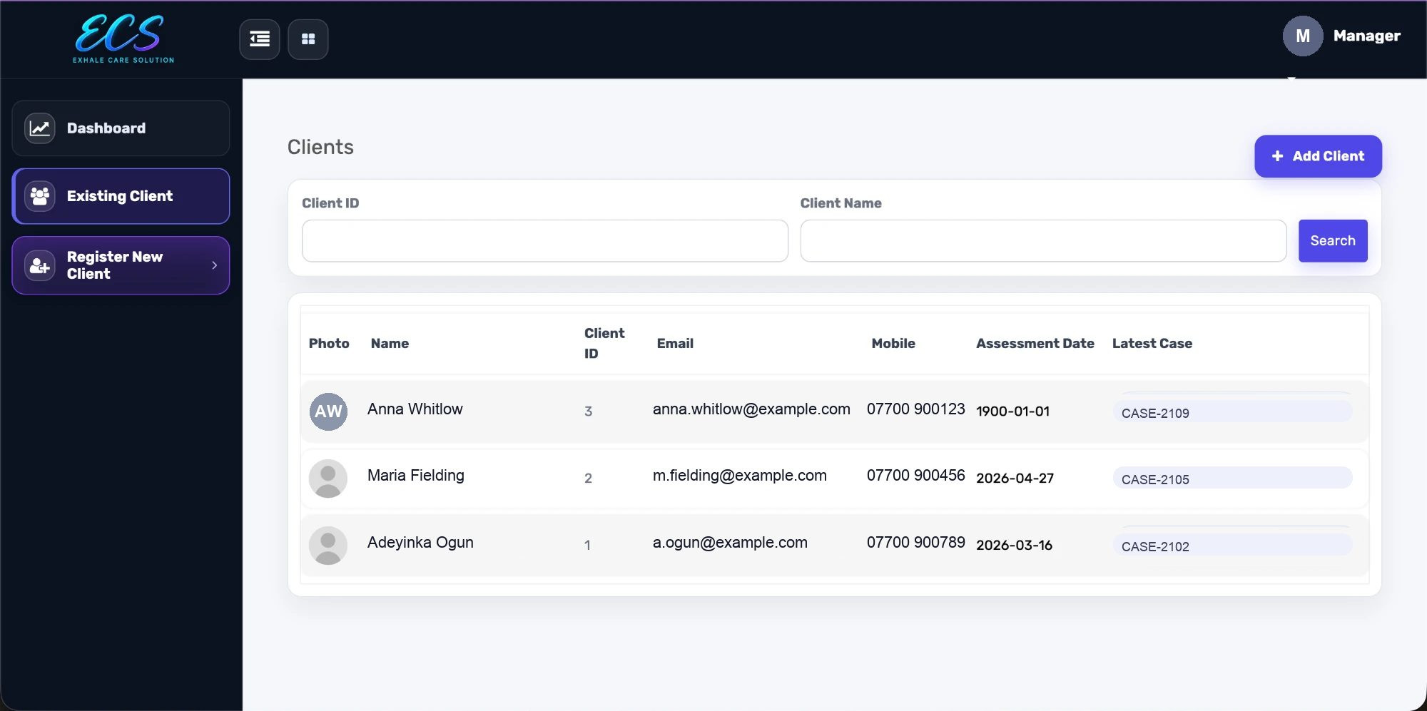 The real Exhale Care Solution client list